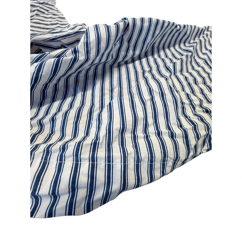 Reversible Blue White Floral & Stripe Duvet Cover& Matching Dust RuffleUSA Twin‎